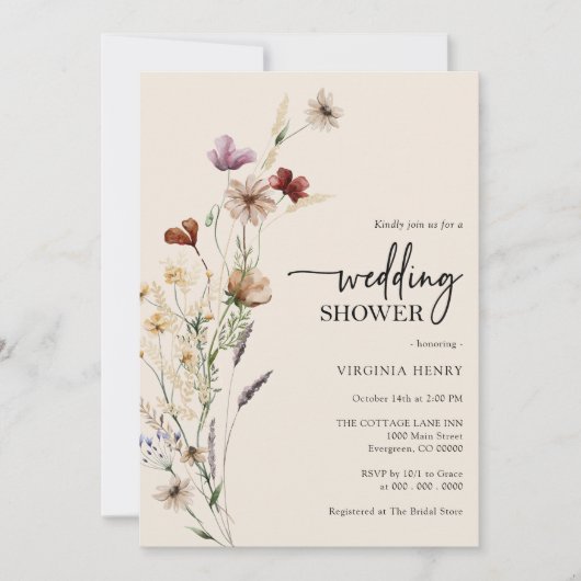 ボホフローラウェディングシャワー招待状 招待状 (正面)
