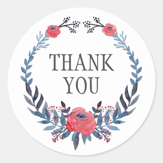 ボホフローラウォーターカラーレッドローゼス |ありがとうございます ラウンドシール (正面)