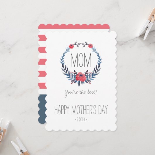 ボホフローラウォーターカラーレッドローゼス|母の日 カード (正面/裏面インサイチュ)