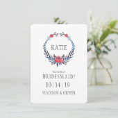 ボホフローラウォーターカラーレッドローゼス | 花嫁介添人 招待状 (スタンド正面)