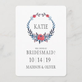 ボホフローラウォーターカラーレッドローゼス | 花嫁介添人 招待状