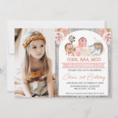 ボホフローラウッドファームフォト誕生日 招待状 (正面)