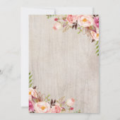 ボホフローラウッ素朴ドバラブライダルシャワー 招待状 (裏面)