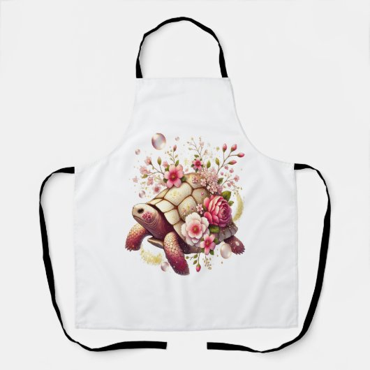 ボホフローラウミガメピンクの花 エプロン (正面)