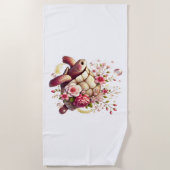 ボホフローラウミガメピンクの花 ビーチタオル (正面)