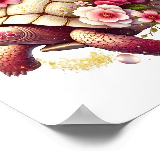 ボホフローラウミガメピンクの花 ポスター (角)