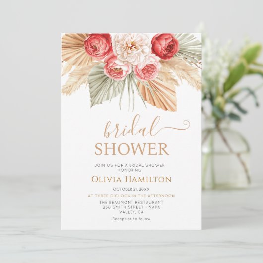 ボホフローラエレガント秋サマーブライダルシャワー 招待状 (スタンド正面)
