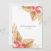 ボホフローラエレガント秋サマーブライダルシャワー 招待状 (裏面)