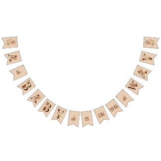 ボホフローラオンクリーミーアイボリーベビーシャワー バンティングフラッグ