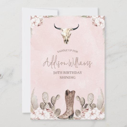 ボホフローラカクタスロデオ30th誕生日招待状 招待状 (裏面)