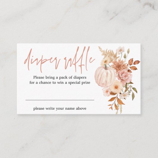 ボホフローラカボチャ秋ベビシャワーおむつラッフル エンクロージャーカード (正面)