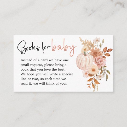 ボホフローラカボチャ秋ベビシャワーブックリクエスト エンクロージャーカード (正面)