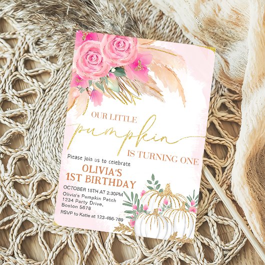 ボホフローラカボチャ1st誕生日招待状 招待状