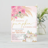 ボホフローラカボチャ1st誕生日招待状 招待状 (スタンド正面)