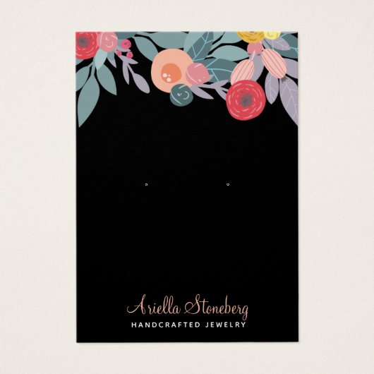 ボホフローラカラフルイヤリングブラック (正面)