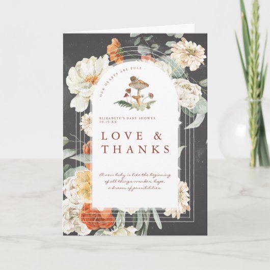 ボホフローラキノコ |赤ちゃんシャワーありがとう サンキューカード (正面)