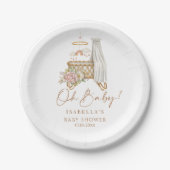 ボホフローラクリブバシネットガールベビーシャワー ペーパープレート (正面)