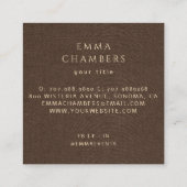 ボホフローラクリームブラウンリネンビジネスカード スクエア名刺 (裏面)