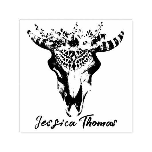 ボホフローラクレステッドボヘミアンアートゴムスタンプ セルフインキングスタンプ (デザイン)