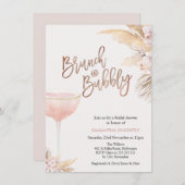 ボホフローラグラスブルンチバブリーブライダルシャワー 招待状 (正面/裏面)
