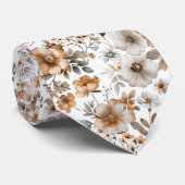 ボホフローラグレーブラウンニュートラル結婚カラーズグルーミング ネクタイ (ロール)