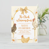 ボホフローラコケットチキンガール誕生日 招待状 (スタンド正面)