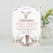 ボホフローラサボテン最初のロデオ1歳の誕生日 招待状 (スタンド正面)