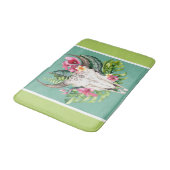 ボホフローラスカルティール(緑がかった色)&グリーンブライトカラフル バスマット (アングル)