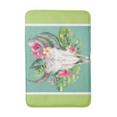 ボホフローラスカルティール(緑がかった色)&グリーンブライトカラフル バスマット (正面縦)