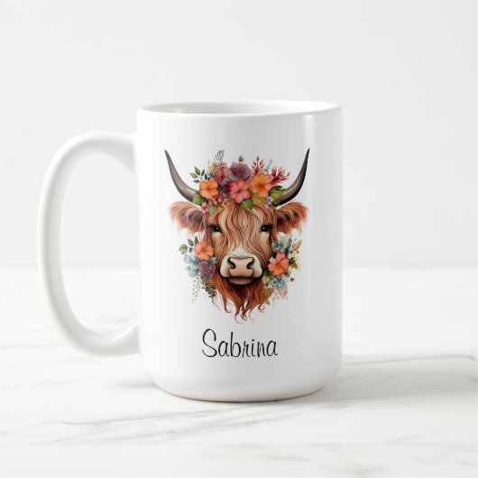 ボホフローラスコティッシュハイランドカウウェスタンカスタム コーヒーマグカップ (左)