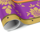 ボホフローラストライプ紫マスタードイエローパターン ラッピングペーパー (ロールコーナー)