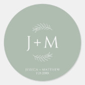 ボホフローラセージ結婚グリーンのステッカー ラウンドシール (正面)