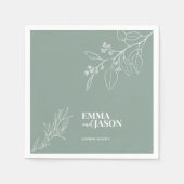 ボホフローラセージ結婚グリーンズナプキン スタンダードカクテルナプキン (正面)