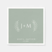 ボホフローラセージ結婚グリーン スタンダードカクテルナプキン (正面)