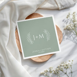 ボホフローラセージ結婚グリーン スタンダードカクテルナプキン