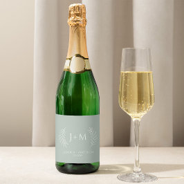 ボホフローラセージ結婚グリーン スパークリングワインラベル