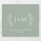 ボホフローラセージ結婚グリーン スパークリングワインラベル (シングルラベル)