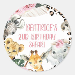 ボホフローラチエタプリントサファリバースデーパーティー ラウンドシール