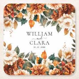 ボホフローラテラコッタウォーター結婚カラー スクエアペーパーコースター