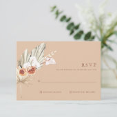 ボホフローラテラコッタモノグラムウェディングRSVPカード 出欠カード (スタンド正面)