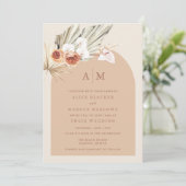 ボホフローラテラコッタモノグラム結婚式招待状 招待状 (スタンド正面)