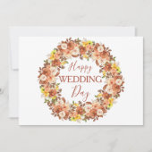 ボホフローラテラコッタリースハッピーウェディングデー カード (正面)