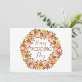 ボホフローラテラコッタリースハッピーウェディングデー カード (スタンド正面)