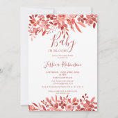 ボホフローラテラコッタ水カラーシックな赤ちゃんシャワー 招待状 (正面)