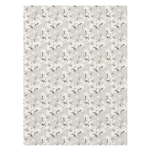 ボホフローラテーブルクロスニュートラル白い花 テーブルクロス (正面)