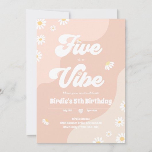 ボホフローラデイジー5th誕生日5アヴィベ 招待状 (正面)