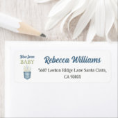 ボホフローラデニムポケットブルージャンベビーシャワー ラベル (インサイチュ)