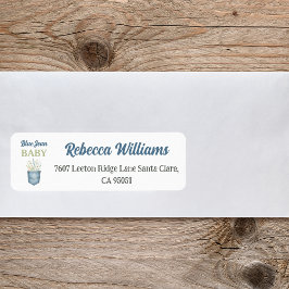 ボホフローラデニムポケットブルージャンベビーシャワー ラベル