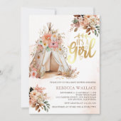ボホフローラトライバルテペレガールベビーシャワー 招待状 (正面)