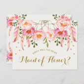 ボホフローラドリームキャッチャーは私のメイド・オブ・オーナー（花嫁付き添い人）カード ポストカード (正面/裏面)